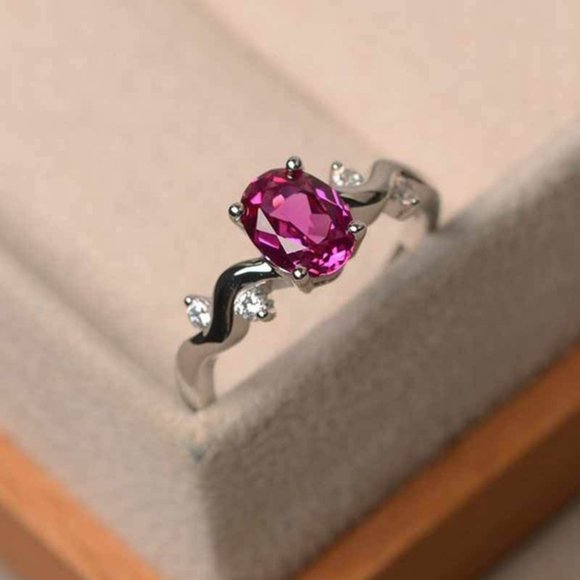 Cut Ruby Diamond Ring 925 Sterling Silver Titanium FAST SHIPPING! - Picture 2 of 6